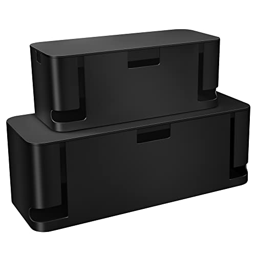 ZhiYo Cable Management Box Black, 2Pack Cord Organizer Box - ...