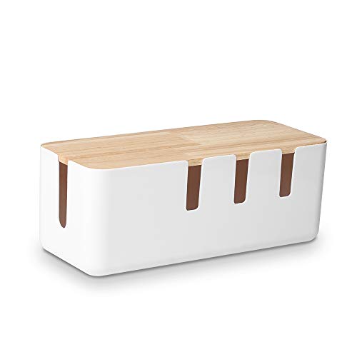 Cable Management Box by Baskiss, 12x5x4.5 inches, Wood Lid, Wire ...