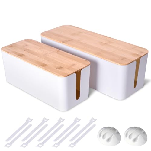 2 Pack Large Cable Management Box – Wooden Style Cord ...