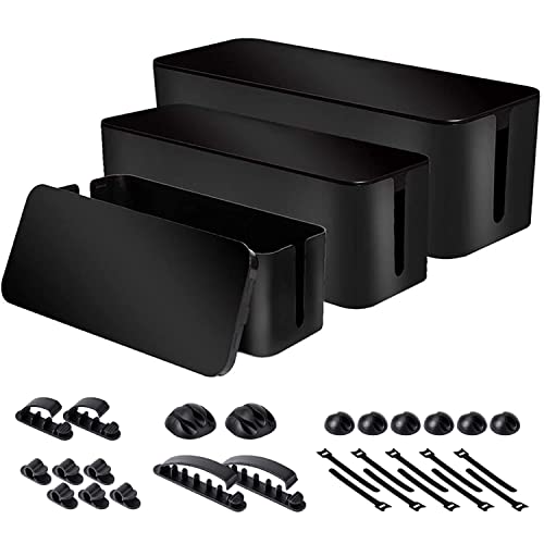 Cable Organizer Box Set of Three, Power Cover Cord Holder ...