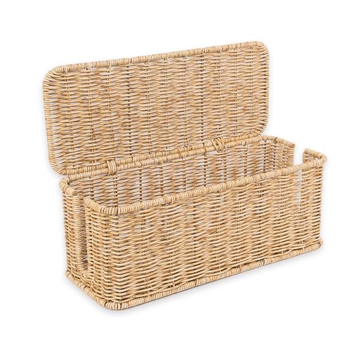 Cable Management Box, Handmade Rattan Cable Organizer with 2 Open ...