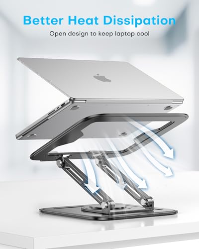 LOXP Adjustable Laptop Stand, Computer Stand with 360 Rotating Base, Ergonomic Laptop Riser Mount for Desk Foldable Protable Computer Desk Fits with MacBook Pro Air (10-16