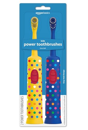 Amazon Basics Kids Electric Toothbrush, Battery Powered, Soft Bristles, Oscillating ...
