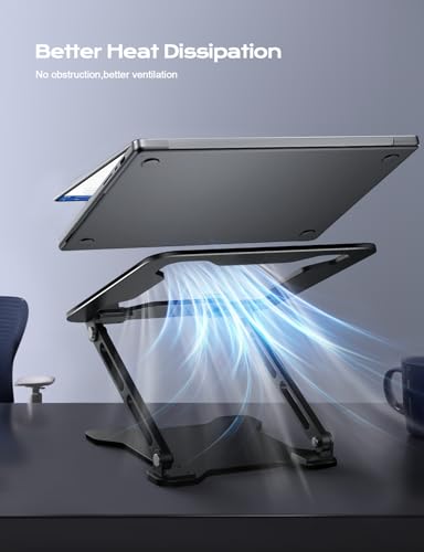 LOXP Adjustable Laptop Stand for Desk, Metal Foldable Laptop Riser, Ventilated Cooling Printer Stand, Ergonominc Computer Notebook Stand for Desk Compatible with 10-15.6“ Laptops - Image 5