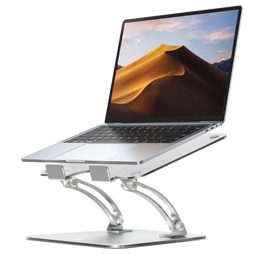 Nulaxy Ergonomic Adjustable Laptop Stand for Desk, Dual Foldable Computer Riser with Advanced Heat-Vent, Heavy-Duty Portable Notebook Holder for Posture Correction, Compatible with Mac 10-17