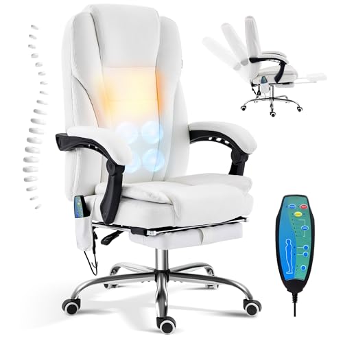 TonghuaS Reclining Massage Office Chair with Footrest, High Back Ergonomic ...