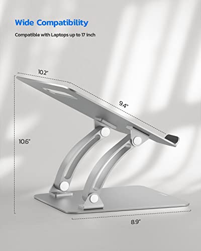 Nulaxy Ergonomic Adjustable Laptop Stand for Desk, Dual Foldable Computer Riser with Advanced Heat-Vent, Heavy-Duty Portable Notebook Holder for Posture Correction, Compatible with Mac 10-17