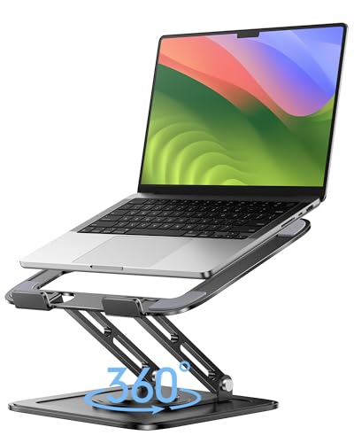 LOXP Adjustable Laptop Stand, Computer Stand with 360 Rotating Base, Ergonomic Laptop Riser Mount for Desk Foldable Protable Computer Desk Fits with MacBook Pro Air (10-16
