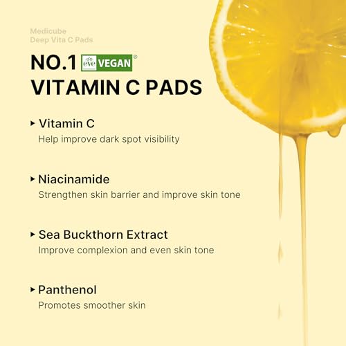 medicube Toner Pads Deep Vita C Facial Toner Pad for Uneven Skin Tone & Texture | Vitamin Water and 3 Types of Vitamin, Deeply Hydrating & Resurfacing Pad | Korean Skin Care, 70 Pads (1 Pack) - Image 3