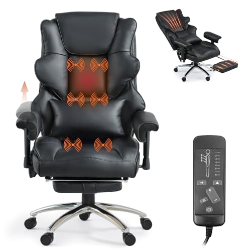 Mvpipi Massage Office Chair with Foot Rest, Ergonomic Executive Heated ...