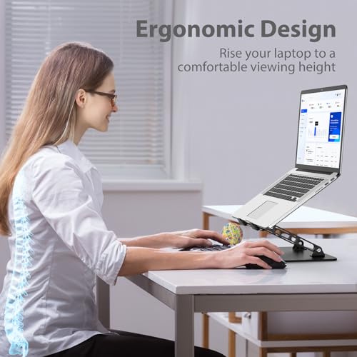 Gogoonike Adjustable Laptop Stand for Desk, Metal Foldable Laptop Riser Holder, Portable Desktop Book Stands, Ventilated Cooling Computer Notebook Stand Compatible with 10-15.6” Laptops - Image 2