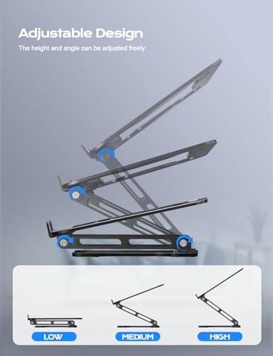 LOXP Adjustable Laptop Stand for Desk, Metal Foldable Laptop Riser, Ventilated Cooling Printer Stand, Ergonominc Computer Notebook Stand for Desk Compatible with 10-15.6“ Laptops - Image 4