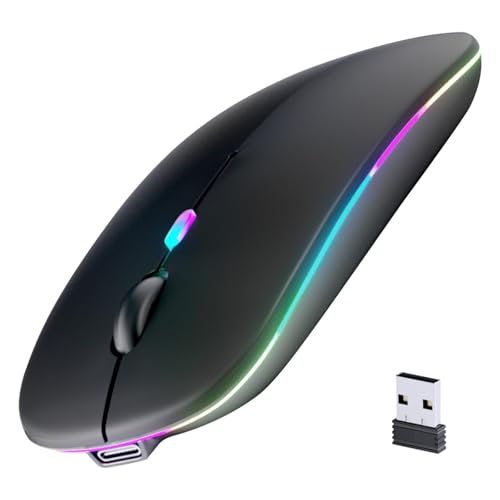 Wireless Bluetooth Mouse, Rechargeable, LED, Silent, Ultra-thin Design (Bluetooth 5.2 ...