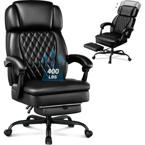 400lbs Executive Office Chair with Foot Rest for Heavy People, ...