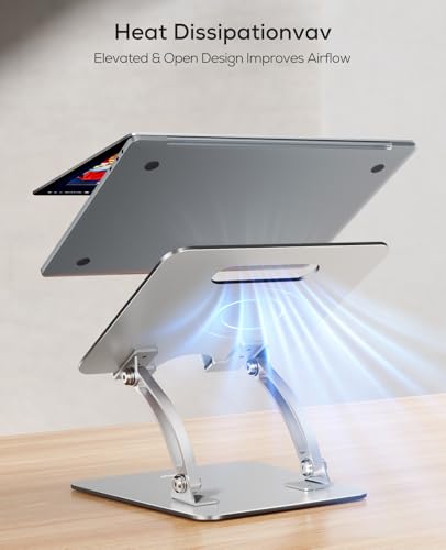 Nulaxy Ergonomic Adjustable Laptop Stand for Desk, Dual Foldable Computer Riser with Advanced Heat-Vent, Heavy-Duty Portable Notebook Holder for Posture Correction, Compatible with Mac 10-17