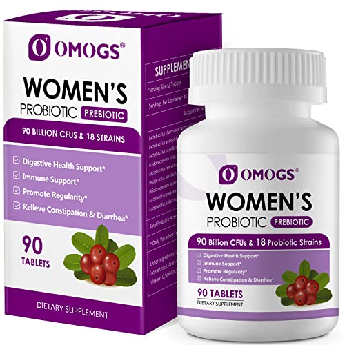 OMOGS Women's Probiotic, with Cranberry Extract, Organic Prebiotics & Vitamin ...