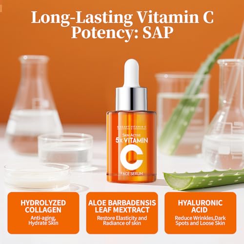 Vitamin C Facial Serum 20% with Hyaluronic Acid & Niacinamide – Anti-Aging Formula to Boost Collagen, Hydrate and Plump Skin, For All Skin Types – 1 Fl Oz - Image 4