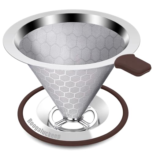 Roogaluckeep Pour Over Coffee Dripper, Stainless Steel Coffee Filter, Paperless ...