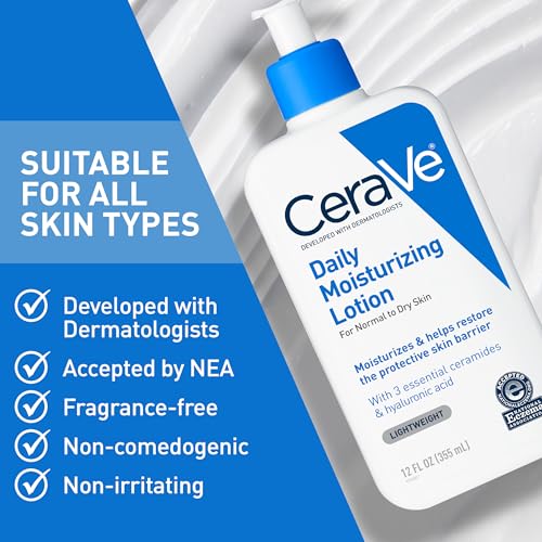 CeraVe Daily Moisturizing Lotion for Dry Skin, Body Lotion & Face Moisturizer with Hyaluronic Acid and Ceramides, Daily Moisturizer, Fragrance Free, Oil-Free, 19 Ounce - Image 5